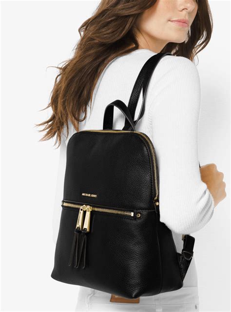 michael kors rhea medium slim leather backpack black|Michael Kors rhea backpack large.